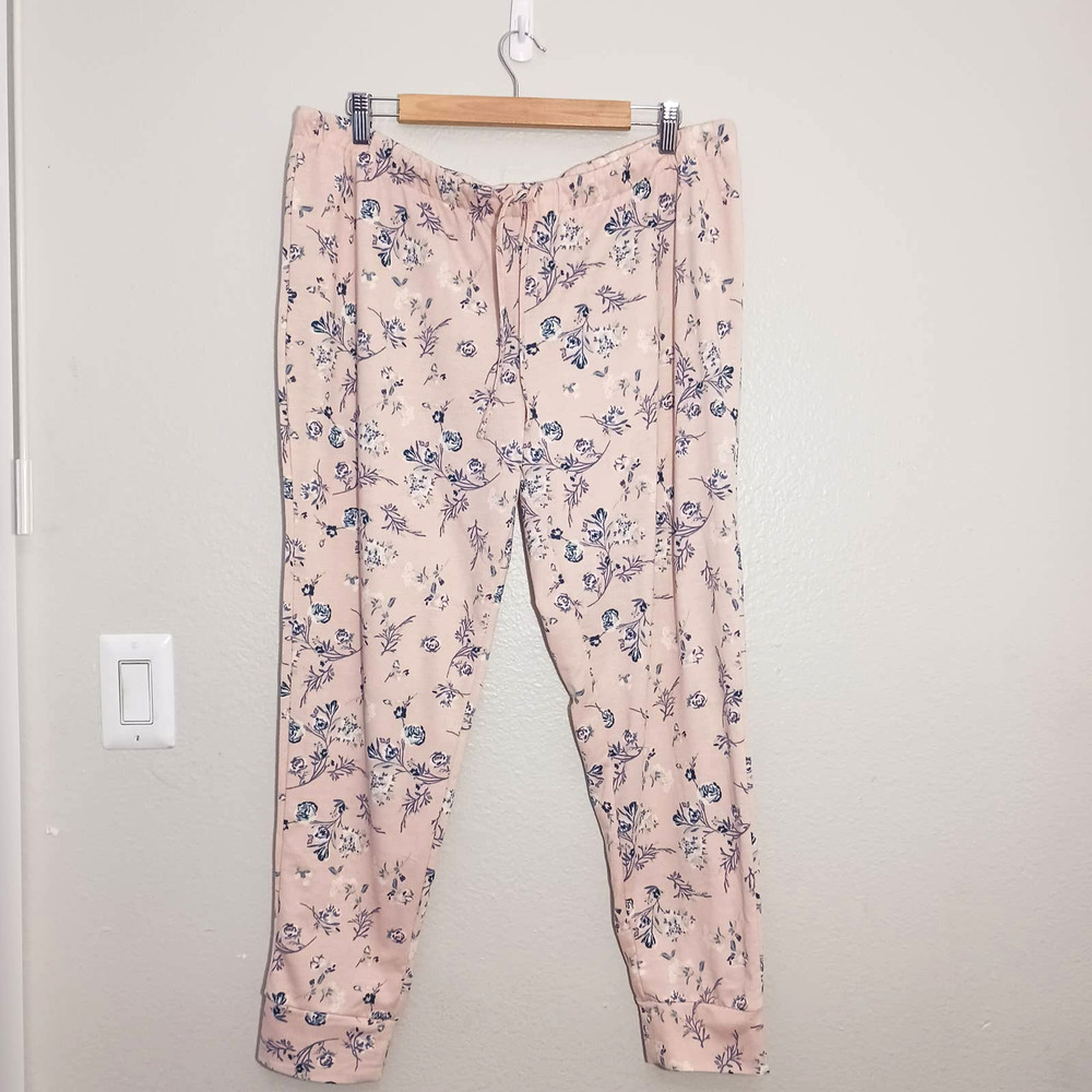 Lucky Brand Los Angeles Soft Floral Elastic Waist Pink Blue Siz XL Pants Pajamas
